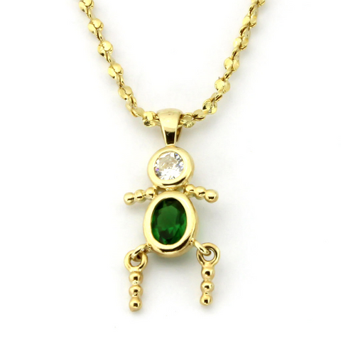 LOA1358 - Brass Chain Pendant Gold Women AAA Grade CZ Emerald