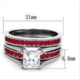 LOA1362 - Stainless Steel Ring High polished (no plating) Women AAA Grade CZ Multi Color