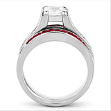 LOA1362 - Stainless Steel Ring High polished (no plating) Women AAA Grade CZ Multi Color