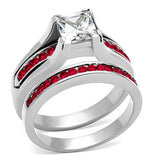 LOA1362 - Stainless Steel Ring High polished (no plating) Women AAA Grade CZ Multi Color