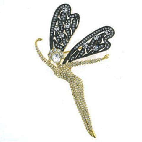 LOA280 - Brass Brooches Gold Women Top Grade Crystal Clear