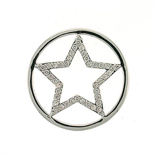 LOA316 - Brass Pendant Rhodium Unisex AAA Grade CZ Clear