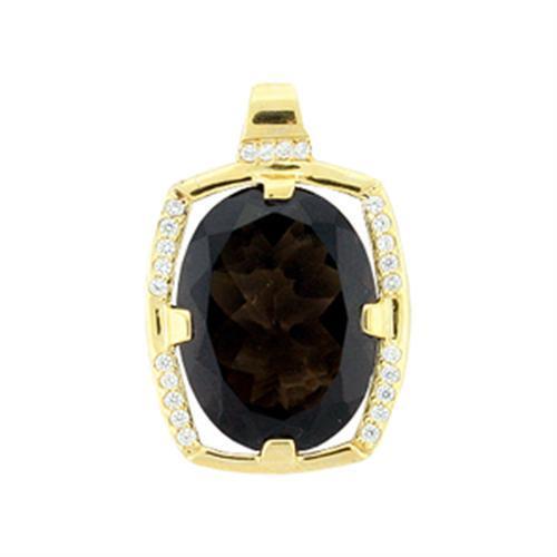 LOA373 - 925 Sterling Silver Pendant Gold Women AAA Grade CZ Smoky Topaz