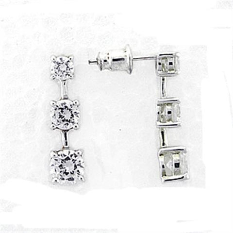 LOA379 - 925 Sterling Silver Earrings High-Polished Women AAA Grade CZ Clear