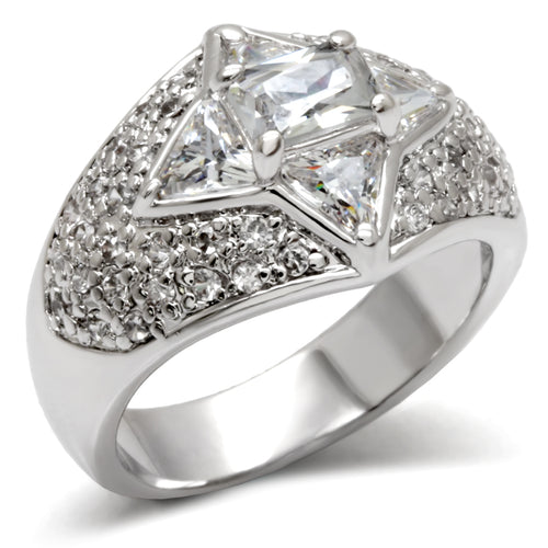 LOA477 - 925 Sterling Silver Ring High-Polished Women AAA Grade CZ Clear
