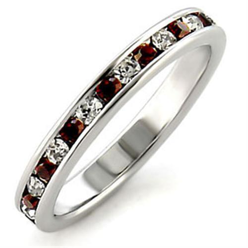 LOA508 - 925 Sterling Silver Ring High-Polished Women Top Grade Crystal Garnet