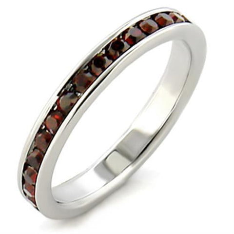 LOA509 - 925 Sterling Silver Ring High-Polished Women Top Grade Crystal Garnet