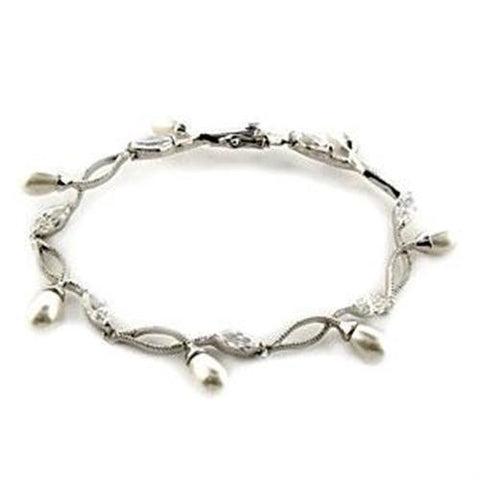 LOA542 - 925 Sterling Silver Bracelet Rhodium Women Synthetic White