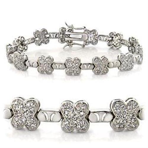 LOA545 - Brass Bracelet Rhodium Women AAA Grade CZ Clear