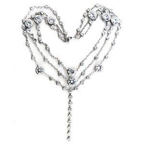 LOA554 - 925 Sterling Silver Necklace Rhodium Women AAA Grade CZ Clear