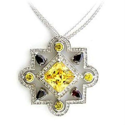 LOA557 - 925 Sterling Silver Necklace Rhodium Women AAA Grade CZ Multi Color