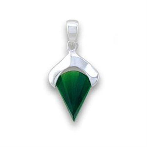 LOA564 - 925 Sterling Silver Pendant Silver Women Synthetic Emerald