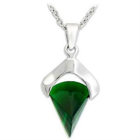 LOA566 - 925 Sterling Silver Pendant Silver Women Synthetic Emerald