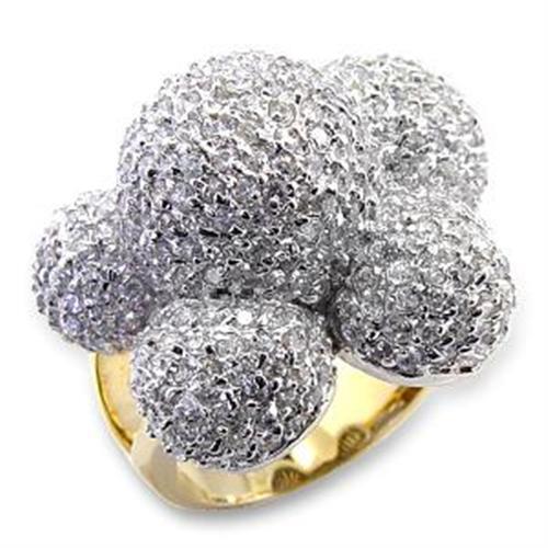 LOA573 - Brass Ring Gold+Rhodium Women AAA Grade CZ Clear
