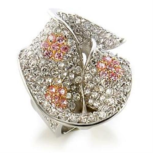LOA583 - Brass Ring Gold+Rhodium Women AAA Grade CZ Rose