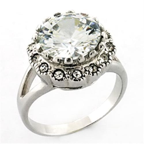 LOA638 - 925 Sterling Silver Ring Rhodium Women AAA Grade CZ Clear