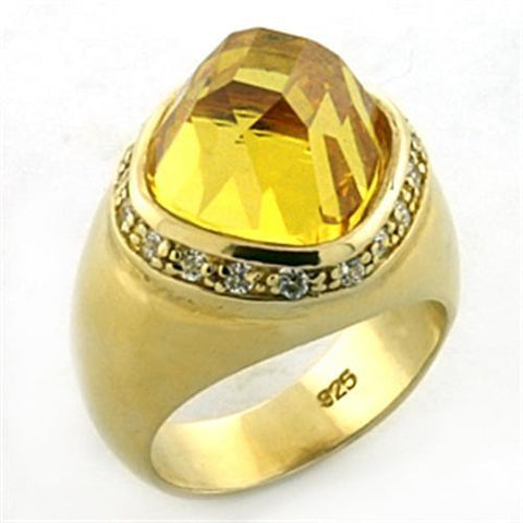 LOA639 - 925 Sterling Silver Ring Gold Women AAA Grade CZ Citrine