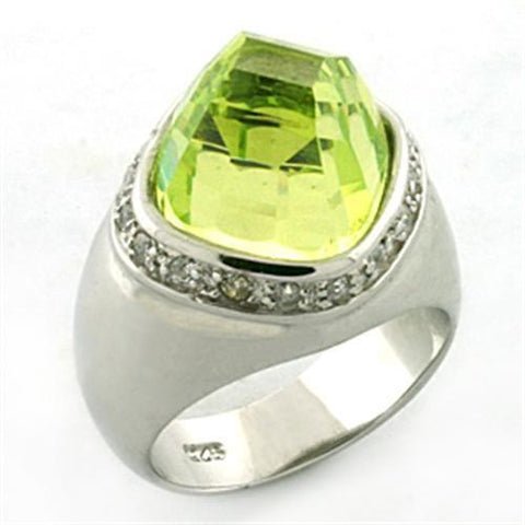 LOA640 - 925 Sterling Silver Ring Rhodium Women AAA Grade CZ Apple Green color