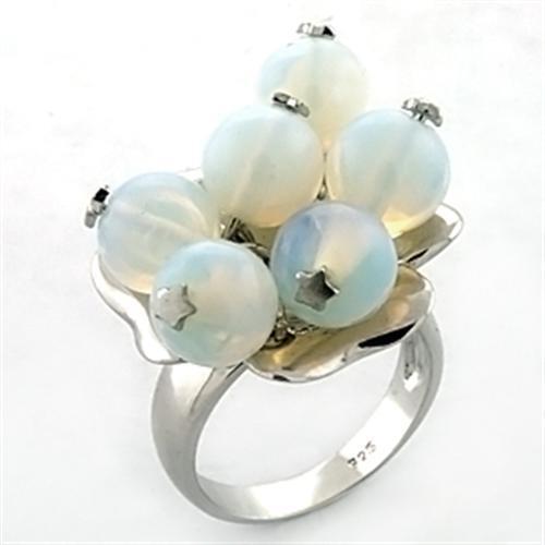 LOA645 - 925 Sterling Silver Ring Rhodium Women Synthetic White