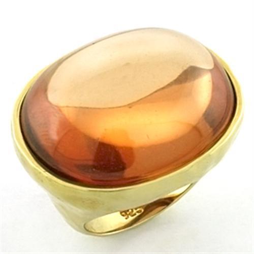 LOA651 - 925 Sterling Silver Ring Gold Women AAA Grade CZ Orange