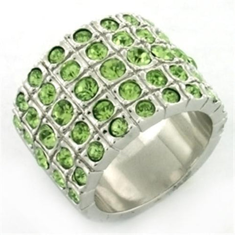 LOA658 - Brass Ring Rhodium Women Top Grade Crystal Apple Green color