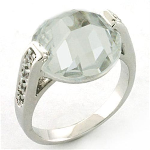 LOA665 - Brass Ring Rhodium Women AAA Grade CZ Clear