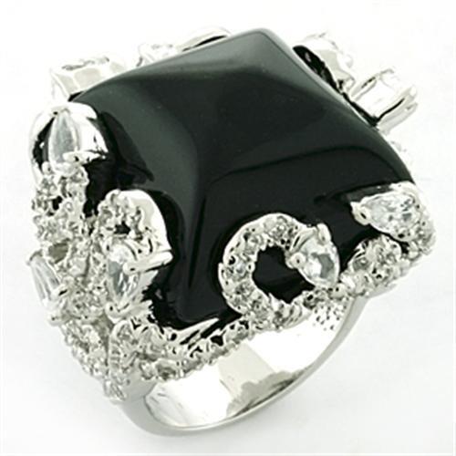 LOA684 - Brass Ring Rhodium Women Synthetic Jet