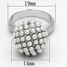 LOA831 - Brass Ring Rhodium Women Synthetic White