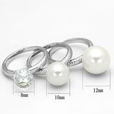 LOA834 - Brass Ring Rhodium Women Synthetic White