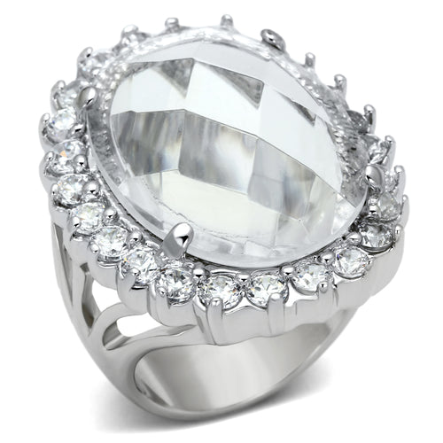 LOA836 - Brass Ring Rhodium Women Synthetic Clear