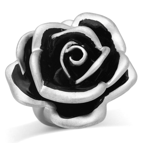 LOA838 - Brass Ring Matte Rhodium Women Epoxy Jet