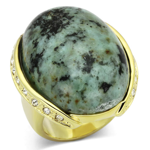 LOA844 - Brass Ring Gold Women Semi-Precious Sea Blue