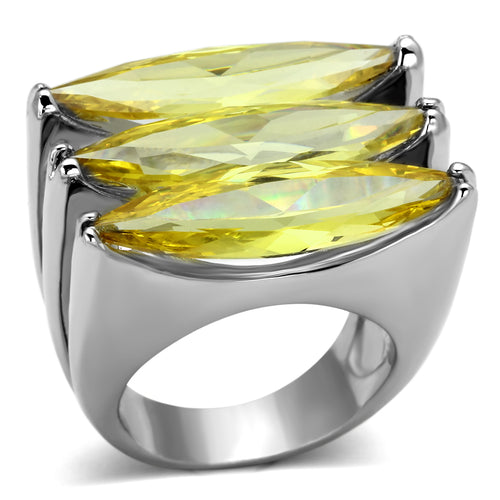 LOA850 - Brass Ring Rhodium Women AAA Grade CZ Topaz