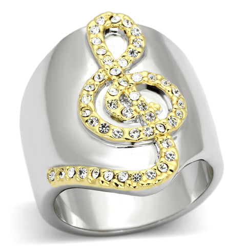 LOA857 - Brass Ring Reverse Two-Tone Women Top Grade Crystal Clear