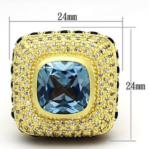 LOA860 - Brass Ring Matte Gold Women Synthetic London Blue