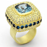 LOA860 - Brass Ring Matte Gold Women Synthetic London Blue