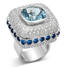 LOA861 - Brass Ring Rhodium Women Synthetic London Blue