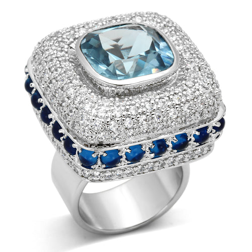 LOA861 - Brass Ring Rhodium Women Synthetic London Blue