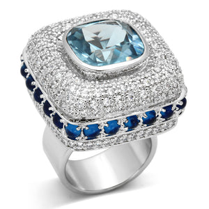LOA861 - Brass Ring Rhodium Women Synthetic London Blue