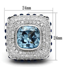 LOA861 - Brass Ring Rhodium Women Synthetic London Blue