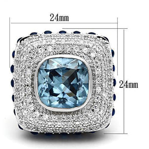 LOA861 - Brass Ring Rhodium Women Synthetic London Blue