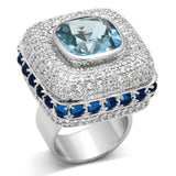 LOA861 - Brass Ring Rhodium Women Synthetic London Blue