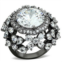 LOA874 - Brass Ring Ruthenium Women AAA Grade CZ Clear