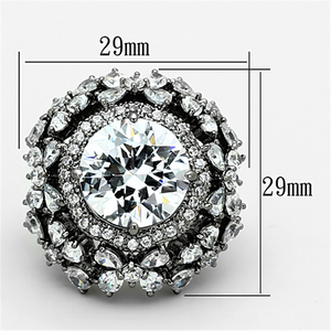 LOA874 - Brass Ring Ruthenium Women AAA Grade CZ Clear