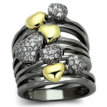 LOA875 - Brass Ring Gold+Ruthenium Women AAA Grade CZ Clear