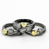 LOA875 - Brass Ring Gold+Ruthenium Women AAA Grade CZ Clear