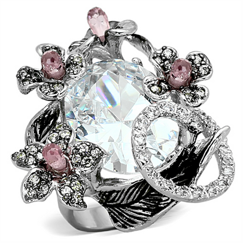LOA877 - Brass Ring Rhodium + Ruthenium Women AAA Grade CZ Multi Color