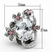 LOA877 - Brass Ring Rhodium + Ruthenium Women AAA Grade CZ Multi Color