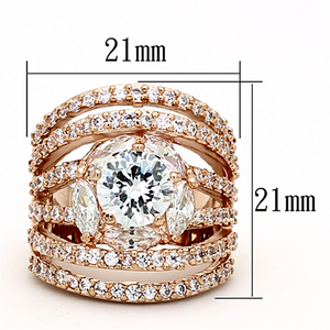 LOA879 - Brass Ring Rose Gold Women AAA Grade CZ Clear