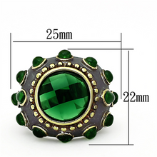 LOA881 - Brass Ring Reverse Two-Tone Women Synthetic Emerald